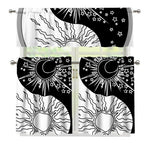 Sun And Moon Yin Yang Print 3 Piece Kitchen Curtains