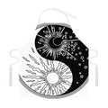 Sun And Moon Yin Yang Print Adjustable Apron