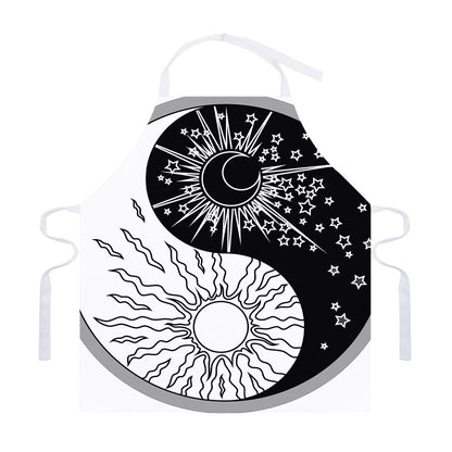 Sun And Moon Yin Yang Print Adjustable Apron