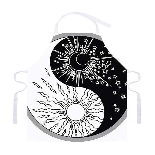 Sun And Moon Yin Yang Print Adjustable Apron