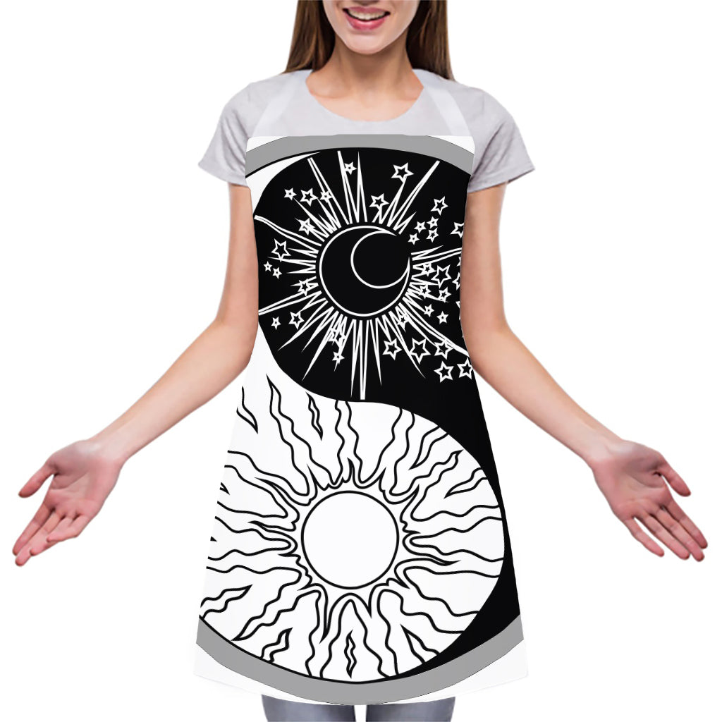 Sun And Moon Yin Yang Print Adjustable Apron