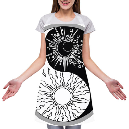 Sun And Moon Yin Yang Print Adjustable Apron