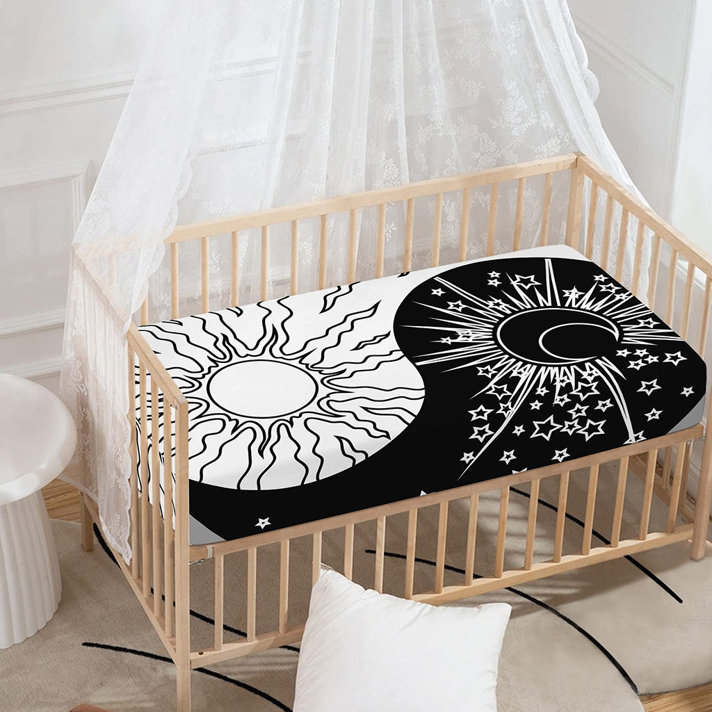 Sun And Moon Yin Yang Print Baby Crib Sheet