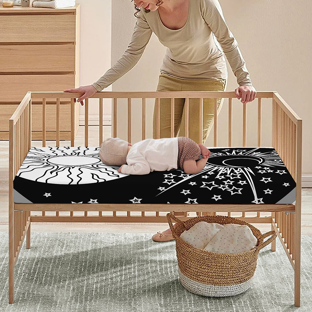 Sun And Moon Yin Yang Print Baby Crib Sheet