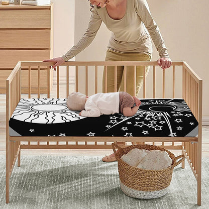 Sun And Moon Yin Yang Print Baby Crib Sheet