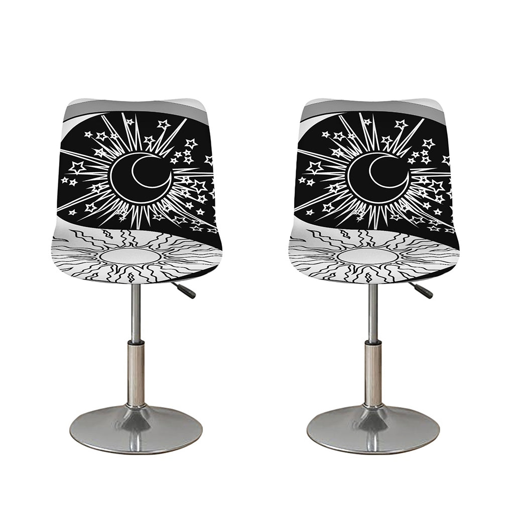 Sun And Moon Yin Yang Print Bar Stool Covers