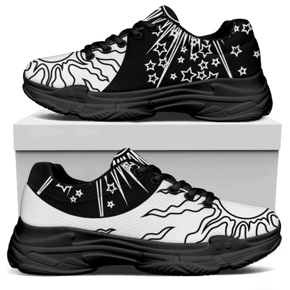 Sun And Moon Yin Yang Print Black Chunky Shoes