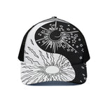 Sun And Moon Yin Yang Print Black Mesh Trucker Cap