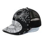Sun And Moon Yin Yang Print Black Mesh Trucker Cap