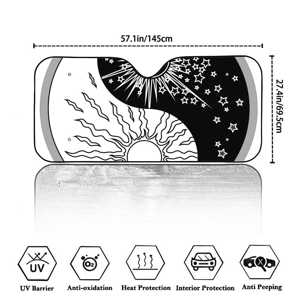 Sun And Moon Yin Yang Print Car Windshield Sun Shade