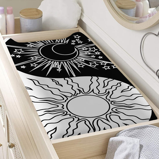 Sun And Moon Yin Yang Print Changing Pad Cover