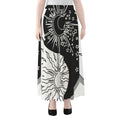 Sun And Moon Yin Yang Print Chiffon Maxi Skirt