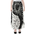 Sun And Moon Yin Yang Print Chiffon Maxi Skirt