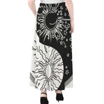 Sun And Moon Yin Yang Print Chiffon Maxi Skirt