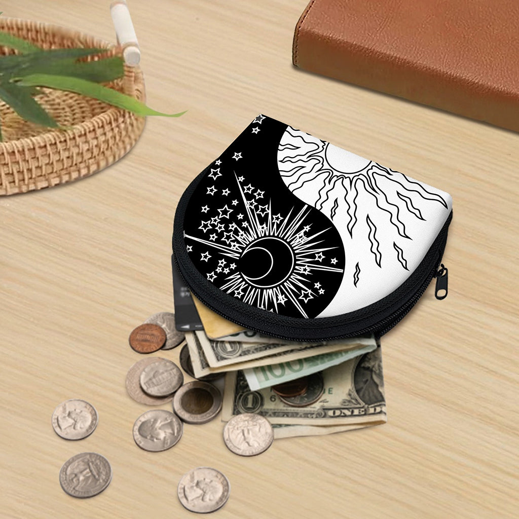 Sun And Moon Yin Yang Print Coin Purse