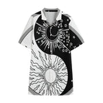 Sun And Moon Yin Yang Print Cotton Hawaiian Shirt
