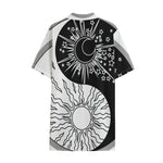 Sun And Moon Yin Yang Print Cotton Hawaiian Shirt