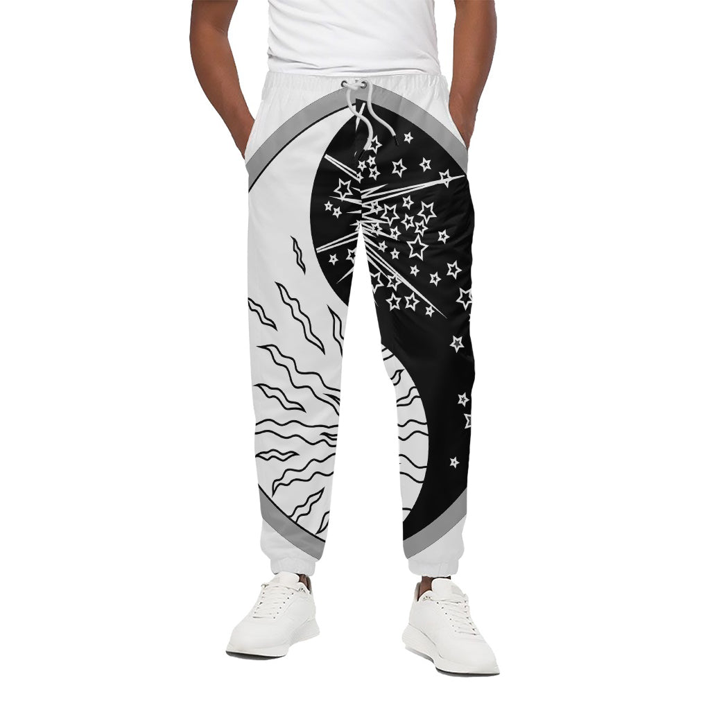 Sun And Moon Yin Yang Print Cotton Pants