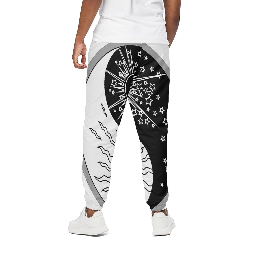 Sun And Moon Yin Yang Print Cotton Pants