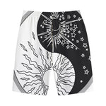 Sun And Moon Yin Yang Print Cotton Shorts