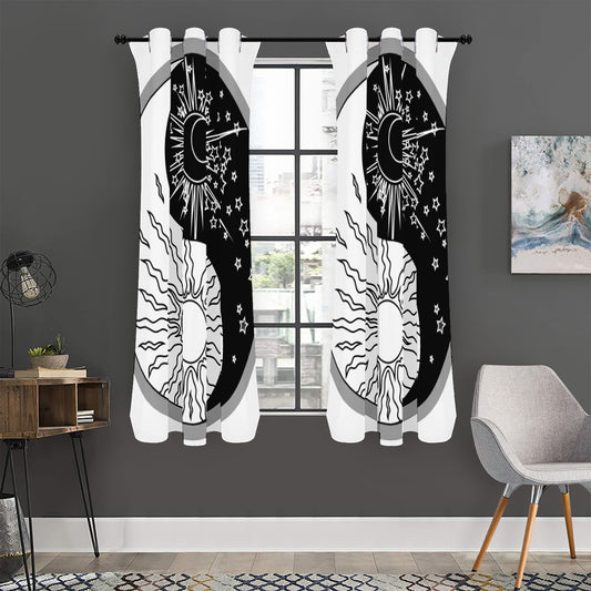 Sun And Moon Yin Yang Print Curtain