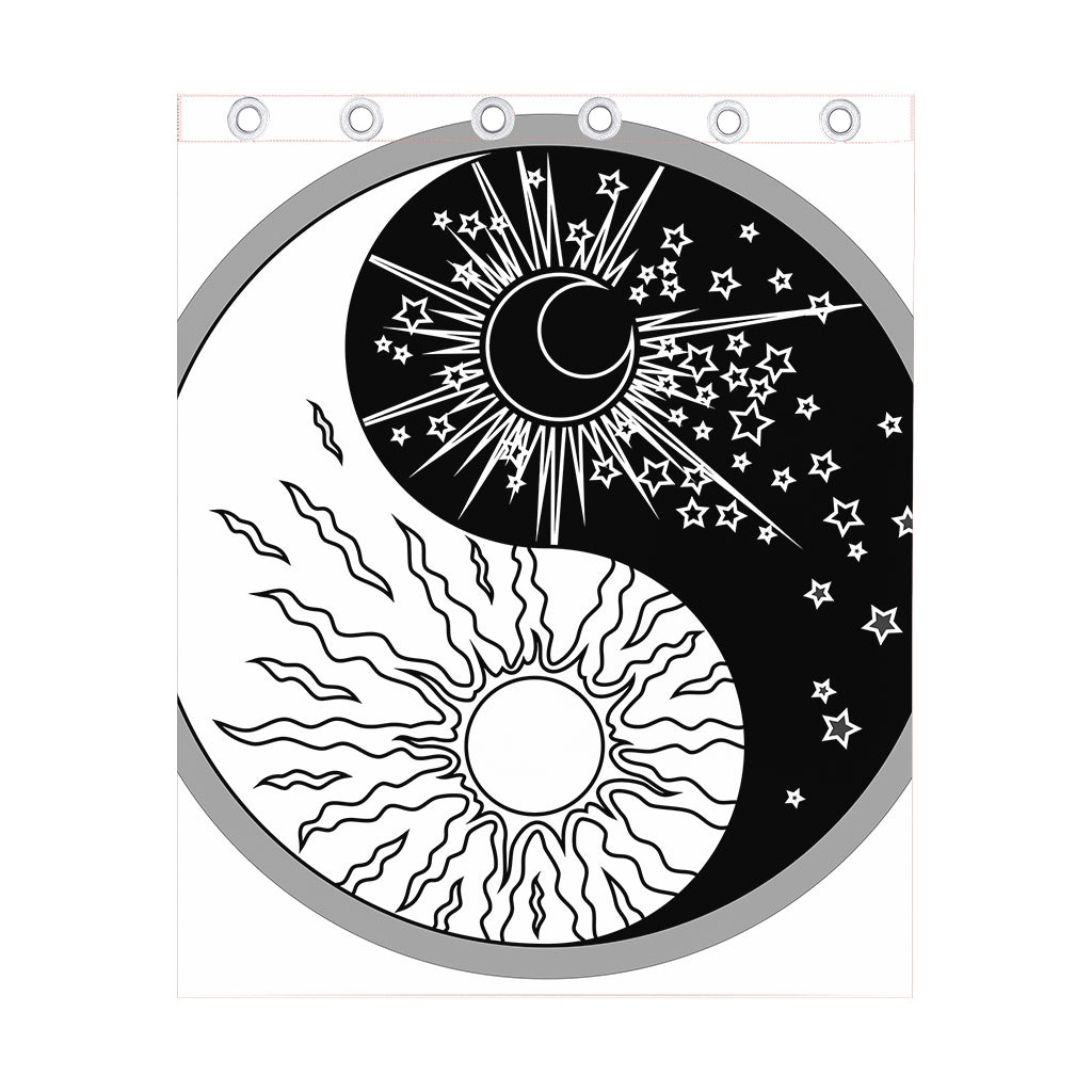 Sun And Moon Yin Yang Print Curtain