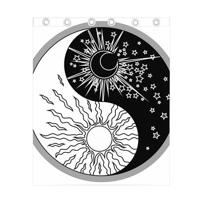 Sun And Moon Yin Yang Print Curtain