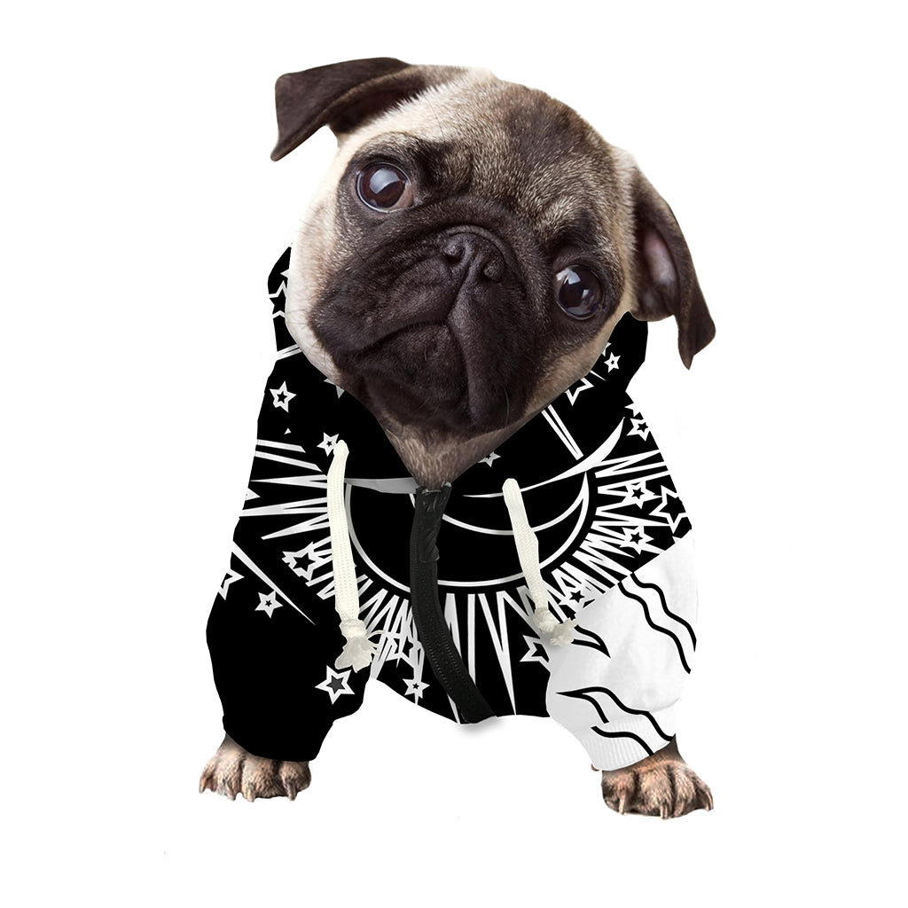 Sun And Moon Yin Yang Print Dog Zip Up Hoodie