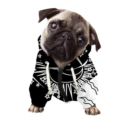 Sun And Moon Yin Yang Print Dog Zip Up Hoodie