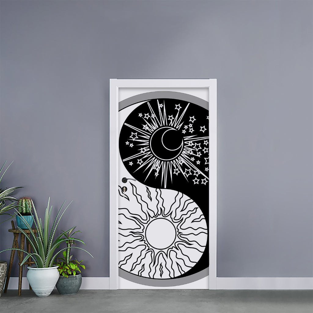 Sun And Moon Yin Yang Print Door Sticker