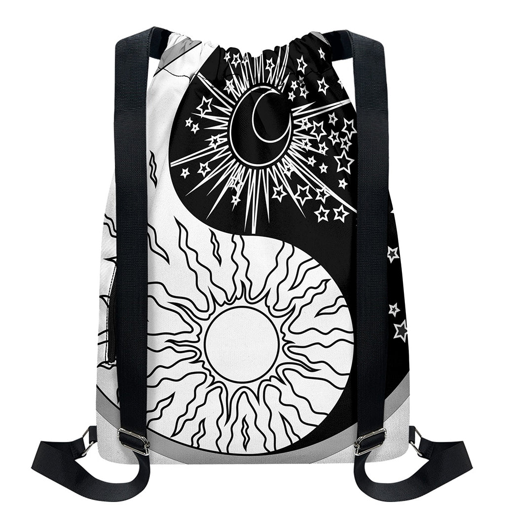 Sun And Moon Yin Yang Print Drawstring Backpack