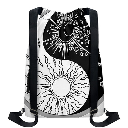 Sun And Moon Yin Yang Print Drawstring Backpack