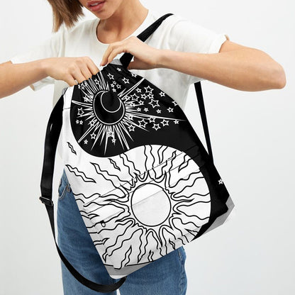Sun And Moon Yin Yang Print Drawstring Backpack
