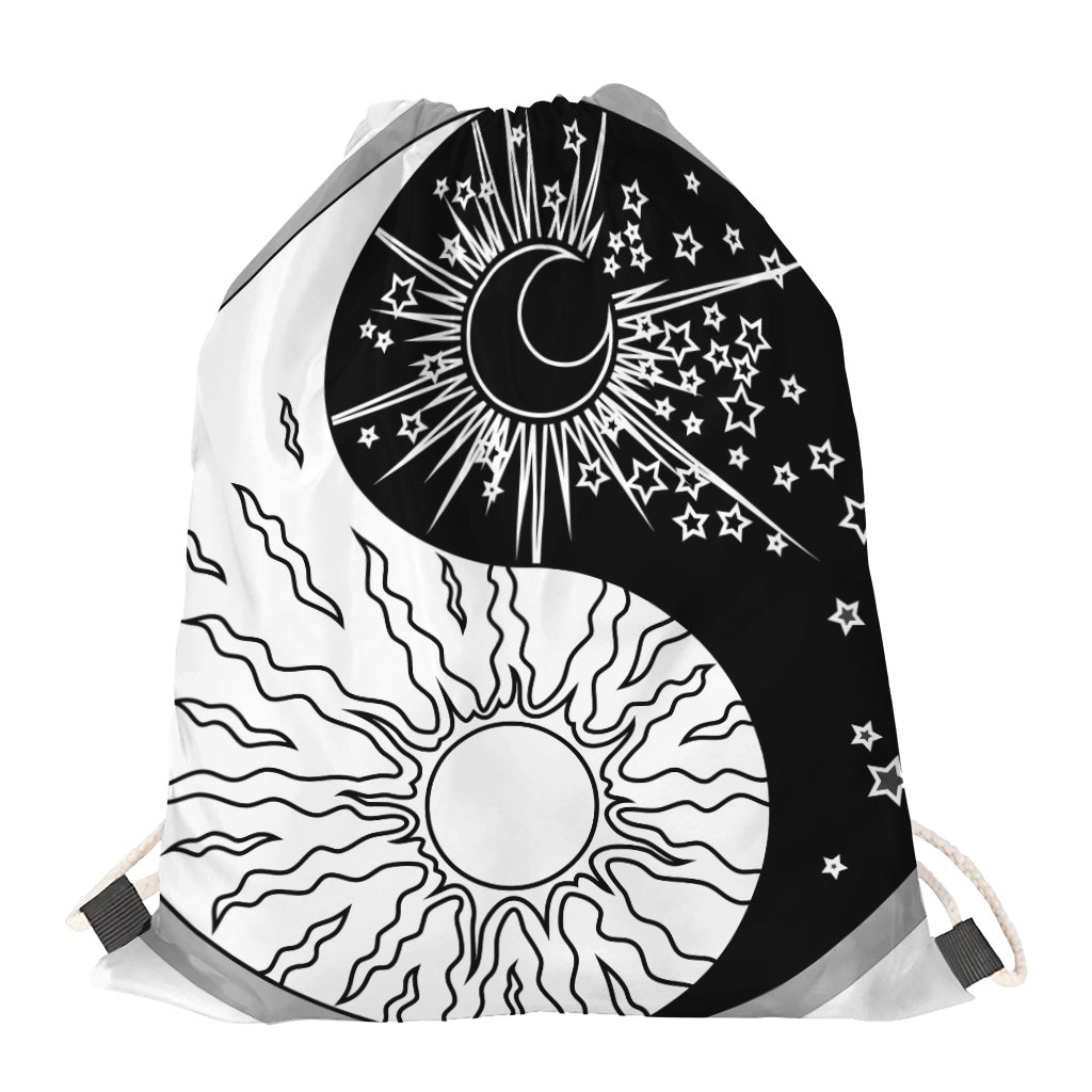 Sun And Moon Yin Yang Print Drawstring Bag