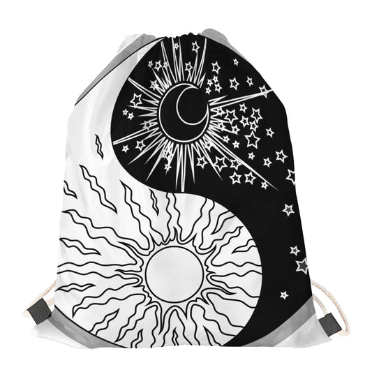 Sun And Moon Yin Yang Print Drawstring Bag