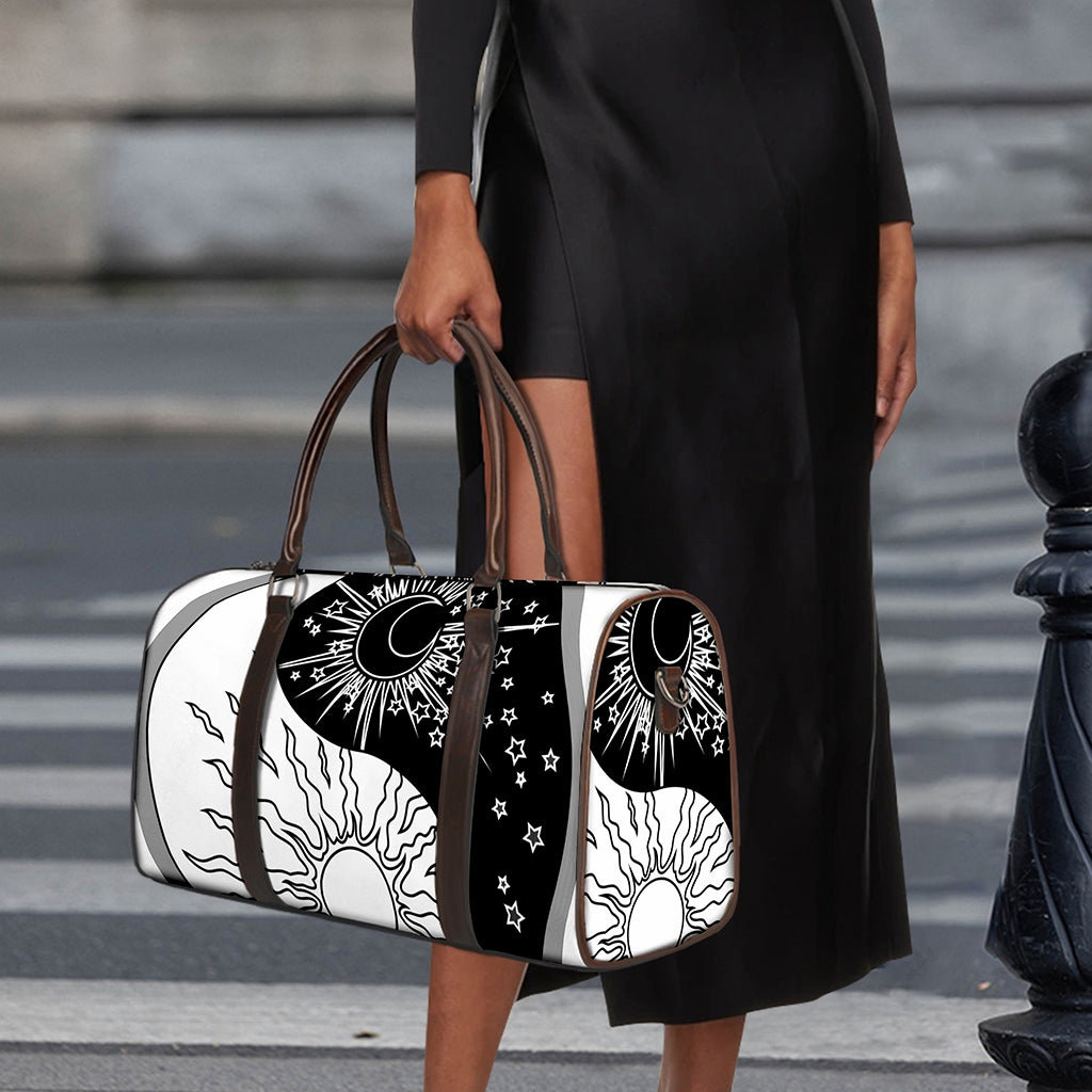 Sun And Moon Yin Yang Print Duffle Bag