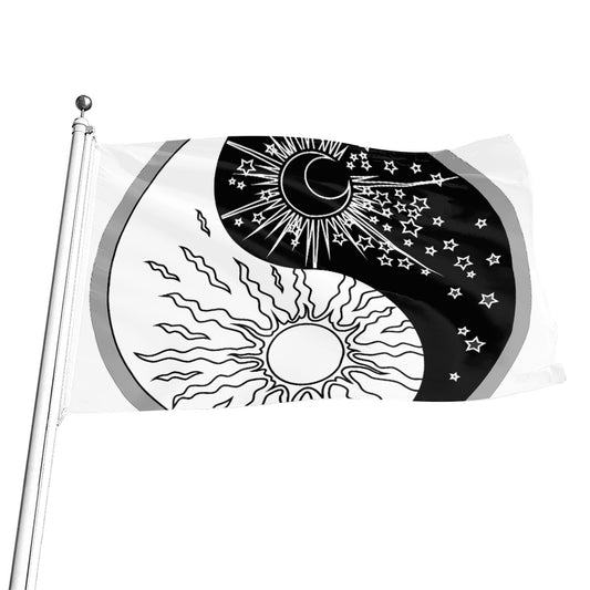Sun And Moon Yin Yang Print Flag