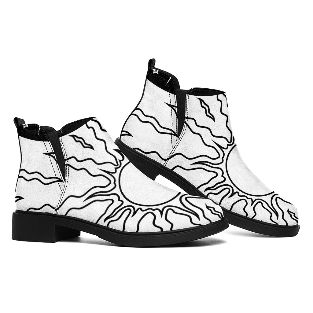 Sun And Moon Yin Yang Print Flat Ankle Boots