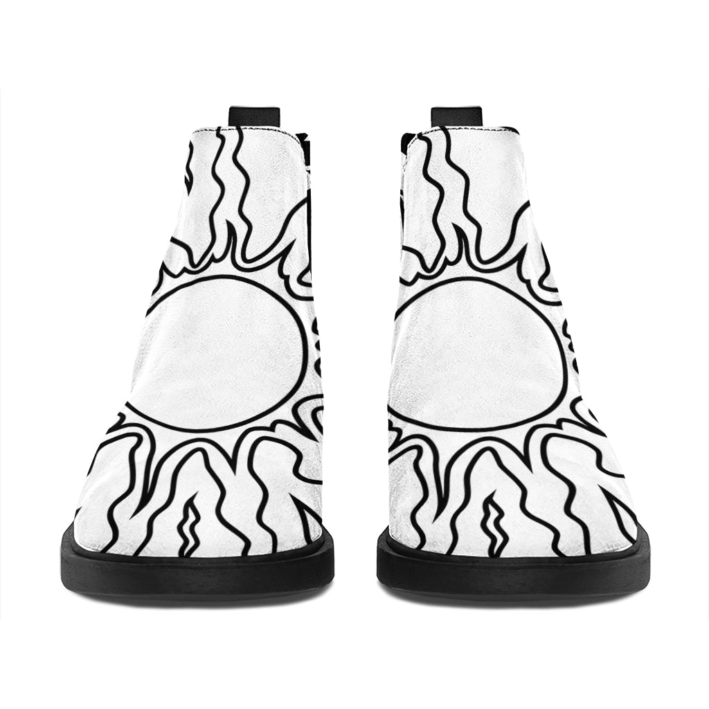 Sun And Moon Yin Yang Print Flat Ankle Boots