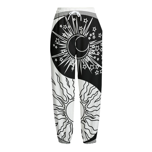 Sun And Moon Yin Yang Print Fleece Lined Knit Pants