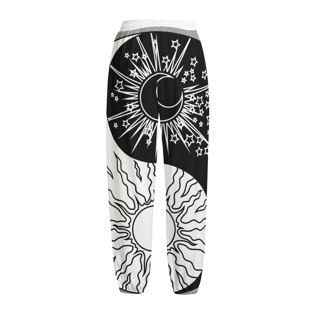 Sun And Moon Yin Yang Print Fleece Lined Knit Pants