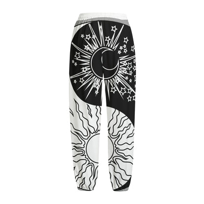 Sun And Moon Yin Yang Print Fleece Lined Knit Pants