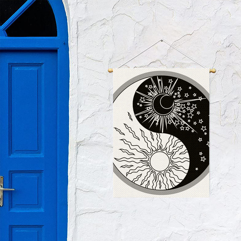 Sun And Moon Yin Yang Print Garden Flag