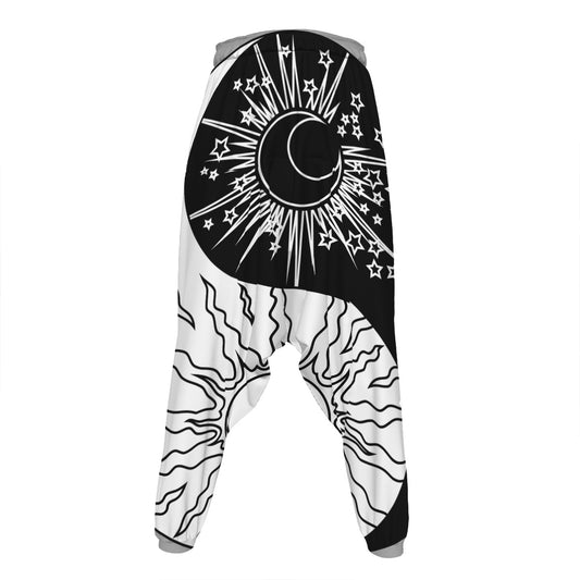 Sun And Moon Yin Yang Print Hammer Pants