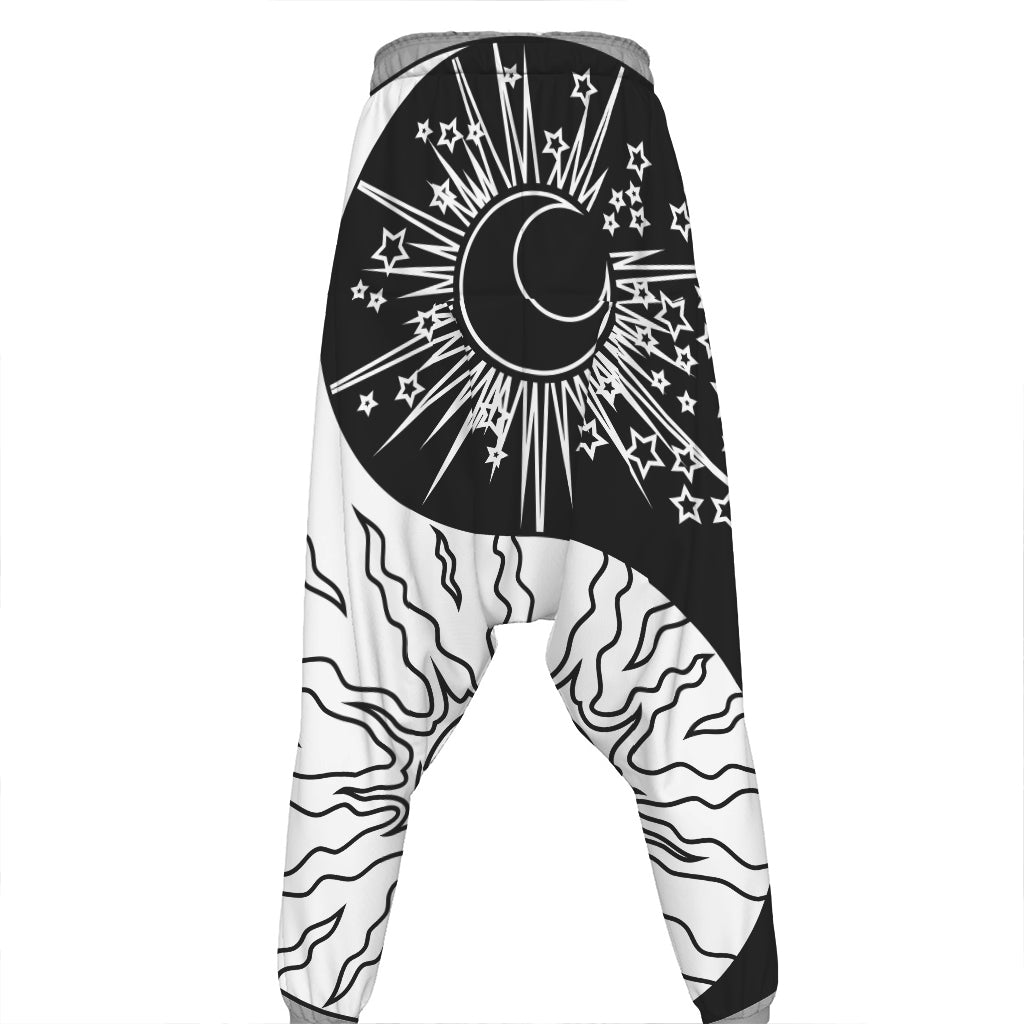 Sun And Moon Yin Yang Print Hammer Pants