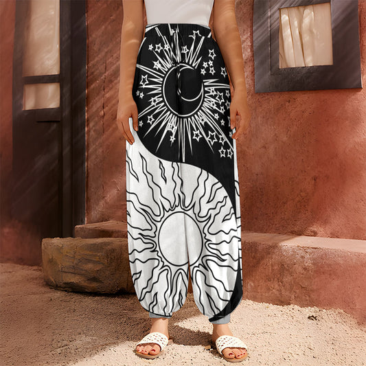 Sun And Moon Yin Yang Print Harem Pants