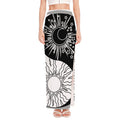 Sun And Moon Yin Yang Print High Slit Maxi Skirt