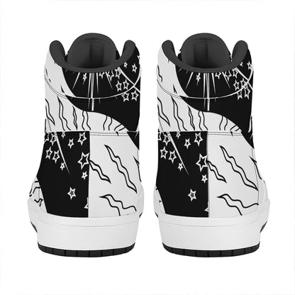 Sun And Moon Yin Yang Print High Top Leather Sneakers