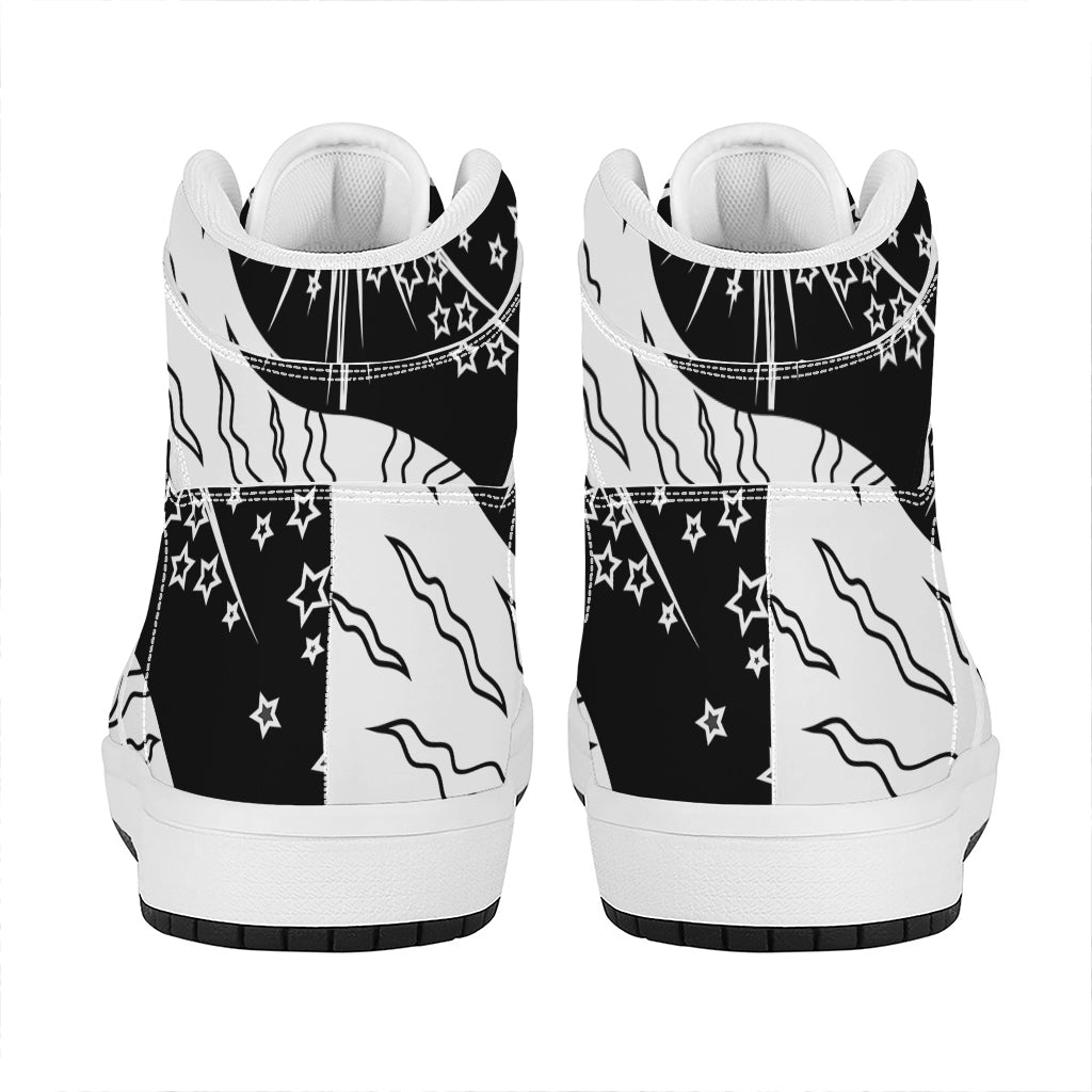 Sun And Moon Yin Yang Print High Top Leather Sneakers