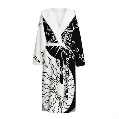 Sun And Moon Yin Yang Print Hooded Bathrobe